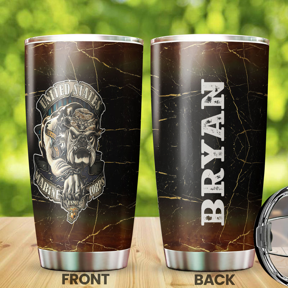 Camellia Personalized United States Marine Corps Stainless Steel Tumbler-Sweat-Proof Double Wall Travel Cup With Lid 01