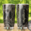 Camellia Personalized 3D Deer In Treestump Stainless Steel Tumbler - Customized Double-Walled Insulation Travel Thermal Cup With Lid Gift For Deer Lover