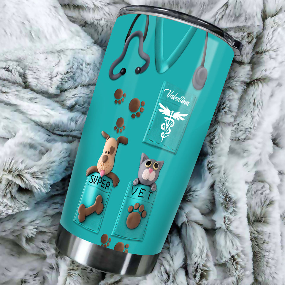 Camellia Personalized 3D Dog Cat Its A Beautiful Day To Save Animal Stainless Steel Tumbler - Customized Double-Walled Insulation Travel Thermal Cup With Lid Gift For Veterinian
