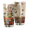 Camellia Personalized Christmas Tree Joy Love Peace Family Happiness Stainless Steel Tumbler - Customized Double-Walled Insulation Travel Thermal Cup With Lid
