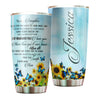 Camellia Personalized Blue Butterfly Mom To Daughter Stainless Steel Tumbler - Double-Walled Insulation Vacumm Flask - For Thanksgiving, Memorial Day, Daughter's Gift