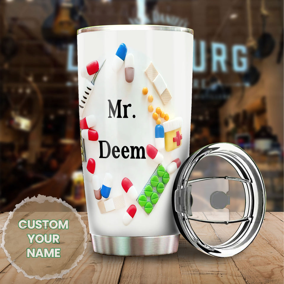 Camellia Personalized 3D Medical Equipment Drugs Blouse Stainless Steel Tumbler - Customized Double-Walled Insulation Travel Thermal Cup With Lid Gift For Doctor Nurse