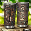 Camellia Personalized Mandala Elephant Stainless Steel Tumbler-Sweat-Proof Double Wall Travel Cup With Lid