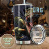 Camellia Personalized 3D Angry Dinosaur Stainless Steel Tumbler - Customized Double-Walled Insulation Travel Thermal Cup With Lid Gift For Dinosaur Lover