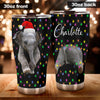 Camellia Personalized Baby Elephant Wear Chirstmas Hat Polka Dots Style Stainless Steel Tumbler-Double-Walled Travel Therma Cup With Lid