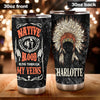 Camellia Personalized Native American Blood Runs Through My Veins Stainless Steel Tumbler-Double-Walled Insulation Travel Cup With Lid
