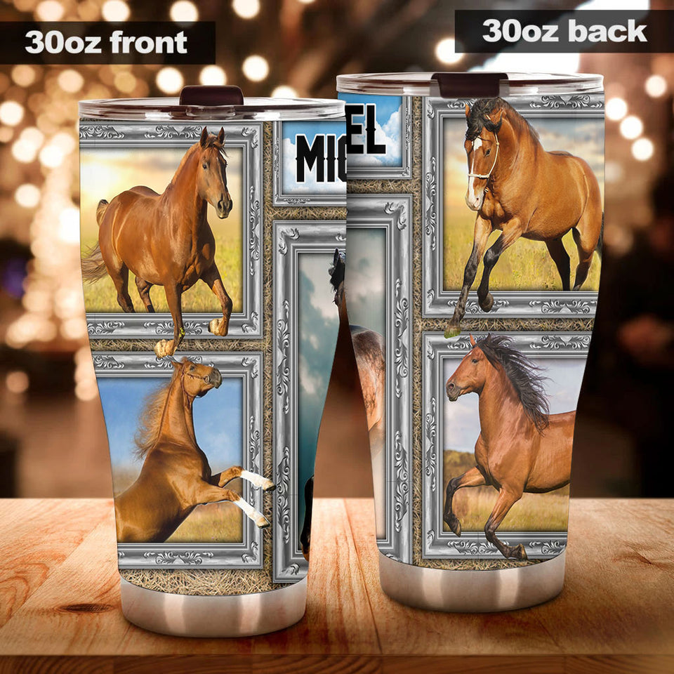 Camellia Personalized Horse Stainless Steel Tumbler - Double-Walled Insulation Vacumm Flask - Gift For Horse Lovers, Cowgirls, Cowboys, Perfect Christmas, Thanksgiving Gift 04