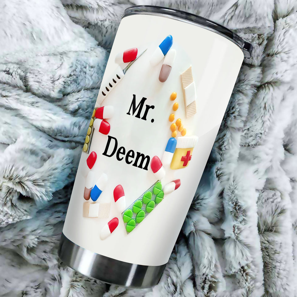 Camellia Personalized 3D Medical Equipment Drugs Blouse Stainless Steel Tumbler - Customized Double-Walled Insulation Travel Thermal Cup With Lid Gift For Doctor Nurse