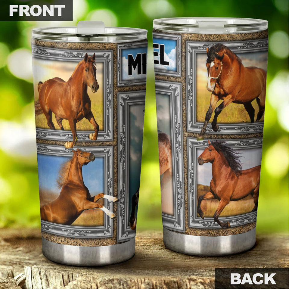 Camellia Personalized Horse Stainless Steel Tumbler - Double-Walled Insulation Vacumm Flask - Gift For Horse Lovers, Cowgirls, Cowboys, Perfect Christmas, Thanksgiving Gift 04