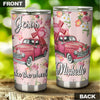 Camellia Personalized Faith Jesus Take The wheel Pink Car Stainless Steel Tumbler-Double-Walled Insulation Travel Cup With Lid