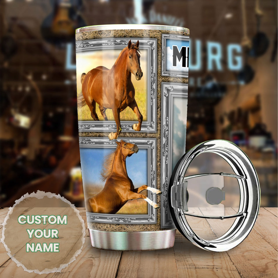 Camellia Personalized Horse Stainless Steel Tumbler - Double-Walled Insulation Vacumm Flask - Gift For Horse Lovers, Cowgirls, Cowboys, Perfect Christmas, Thanksgiving Gift 04