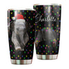 Camellia Personalized Baby Elephant Wear Chirstmas Hat Polka Dots Style Stainless Steel Tumbler-Double-Walled Travel Therma Cup With Lid