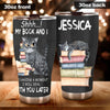 Camellia Personalized I Will Deal With You Later Once Upon A Time There Was A Girl Who Really Loved Book And Cat Stainless Steel Tumbler - Double-Walled Insulation Vacumm Flask - Gift For Nerds, Cat Lovers