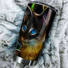 Camellia Personalized 3D Colorful Black Cat Face Stainless Steel Tumbler-Double-Walled Insulation Gift For Cat Lover Mom Cat