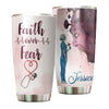Camellia Personalized Nurse Faith Over Fear Stainless Steel Tumbler - Double-Walled Insulation Vacumm Flask - Gift For Nurse, Christmas Gift, International Nurses Day
