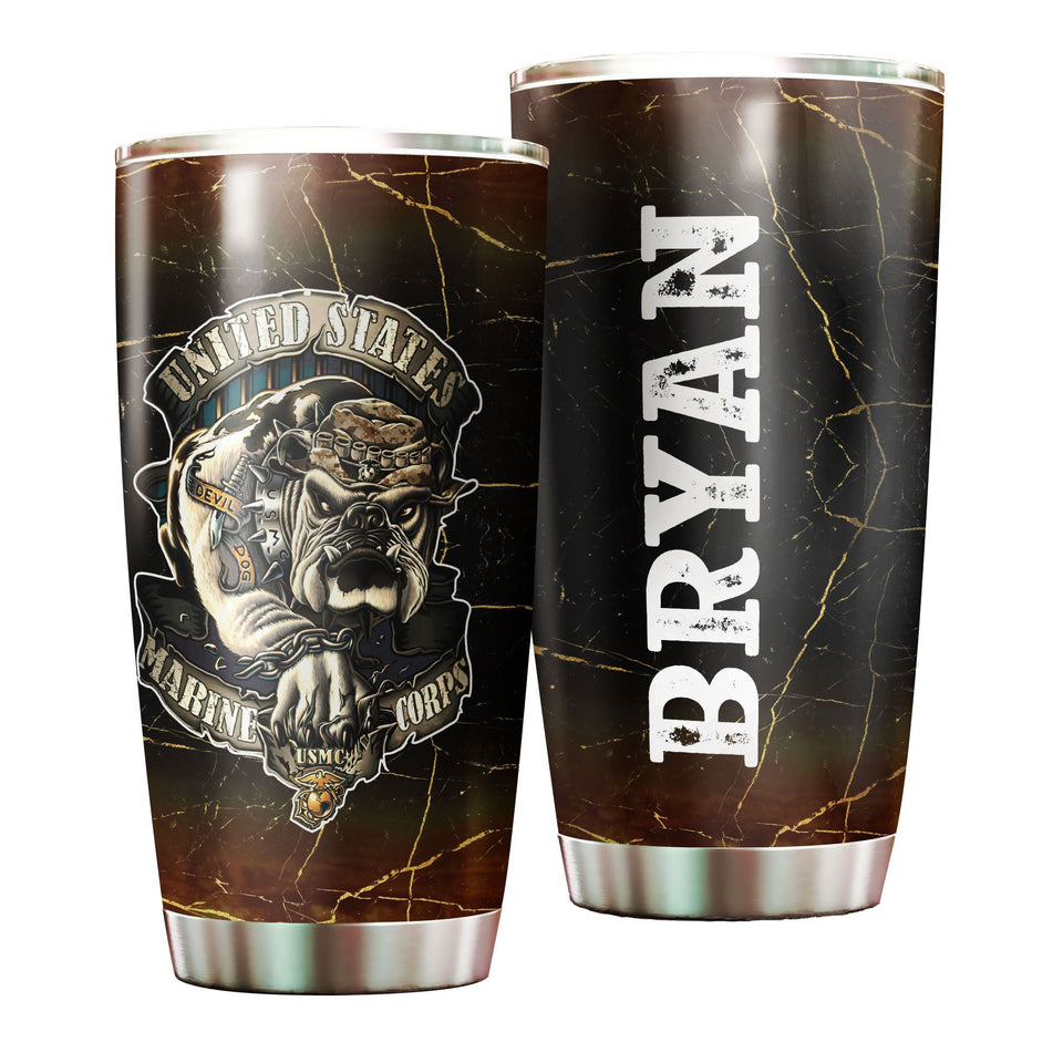 Camellia Personalized United States Marine Corps Stainless Steel Tumbler-Sweat-Proof Double Wall Travel Cup With Lid 01