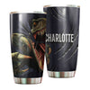 Camellia Personalized 3D Angry Dinosaur Stainless Steel Tumbler - Customized Double-Walled Insulation Travel Thermal Cup With Lid Gift For Dinosaur Lover