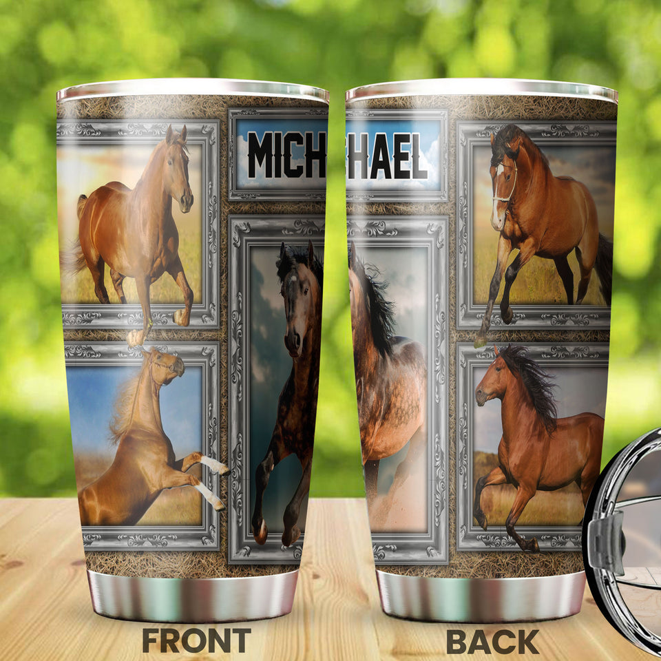 Camellia Personalized Horse Stainless Steel Tumbler - Double-Walled Insulation Vacumm Flask - Gift For Horse Lovers, Cowgirls, Cowboys, Perfect Christmas, Thanksgiving Gift 04