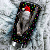 Camellia Personalized Baby Elephant Wear Chirstmas Hat Polka Dots Style Stainless Steel Tumbler-Double-Walled Travel Therma Cup With Lid