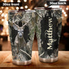 Camellia Personalized 3D Deer In Treestump Stainless Steel Tumbler - Customized Double-Walled Insulation Travel Thermal Cup With Lid Gift For Deer Lover