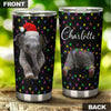Camellia Personalized Baby Elephant Wear Chirstmas Hat Polka Dots Style Stainless Steel Tumbler-Double-Walled Travel Therma Cup With Lid