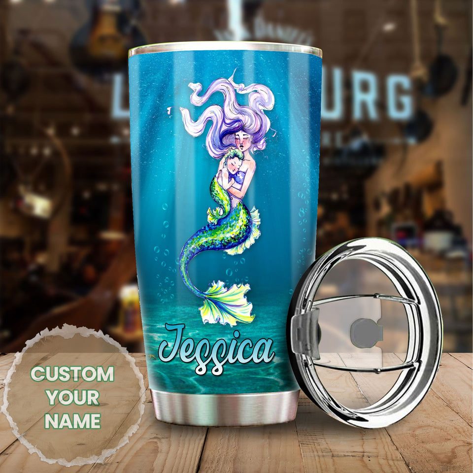 Camellia Personalized Mermaid Loving Letter From Mom To Daughter Stainless Steel Tumbler-Double-Walled Insulation Travel Cup With Lid