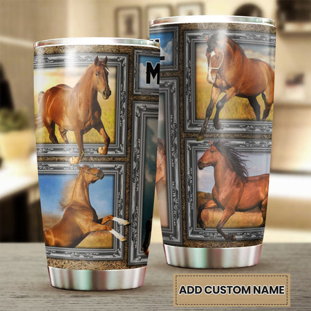 Camellia Personalized Horse Stainless Steel Tumbler - Double-Walled Insulation Vacumm Flask - Gift For Horse Lovers, Cowgirls, Cowboys, Perfect Christmas, Thanksgiving Gift 04