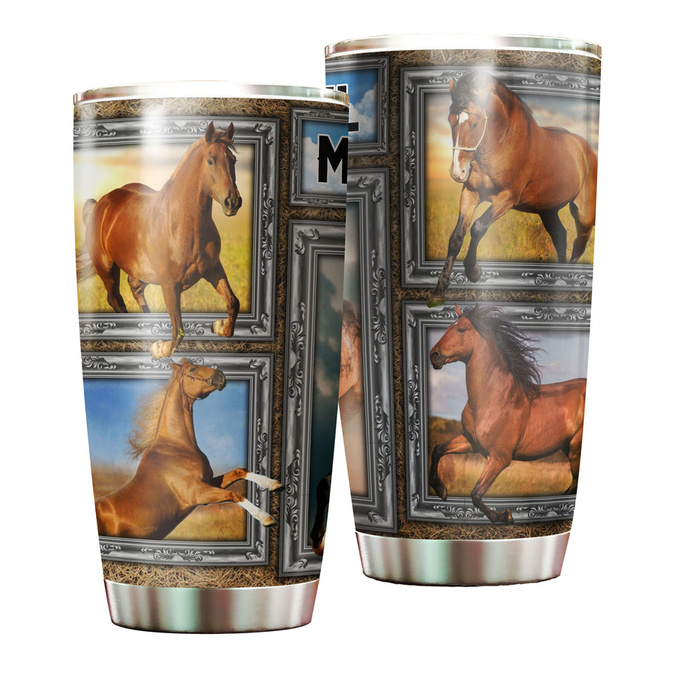 Camellia Personalized Horse Stainless Steel Tumbler - Double-Walled Insulation Vacumm Flask - Gift For Horse Lovers, Cowgirls, Cowboys, Perfect Christmas, Thanksgiving Gift 04