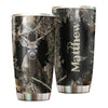 Camellia Personalized 3D Deer In Treestump Stainless Steel Tumbler - Customized Double-Walled Insulation Travel Thermal Cup With Lid Gift For Deer Lover