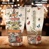 Camellia Personalized Christmas Tree Joy Love Peace Family Happiness Stainless Steel Tumbler - Customized Double-Walled Insulation Travel Thermal Cup With Lid