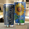 Camellia Persionalized Emergency Bible Numbers Sunflower Stainless Steel Tumbler - Customized Double - Walled Insulation Travel Thermal Cup With Lid