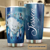Camellia Persionalized 3D White Wolf Couple Stainless Steel Tumbler - Customized Double - Walled Insulation Travel Thermal Cup With Lid Gift For Couple Lover Husband Wife