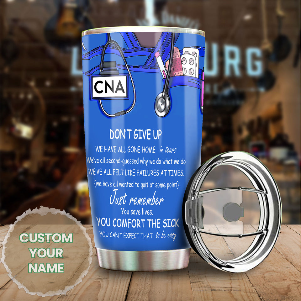 Camellia Personalized Doctor Dont Give Up You Save Lives Stainless Steel Tumbler - Customized Double-Walled Insulation Travel Thermal Cup With Lid