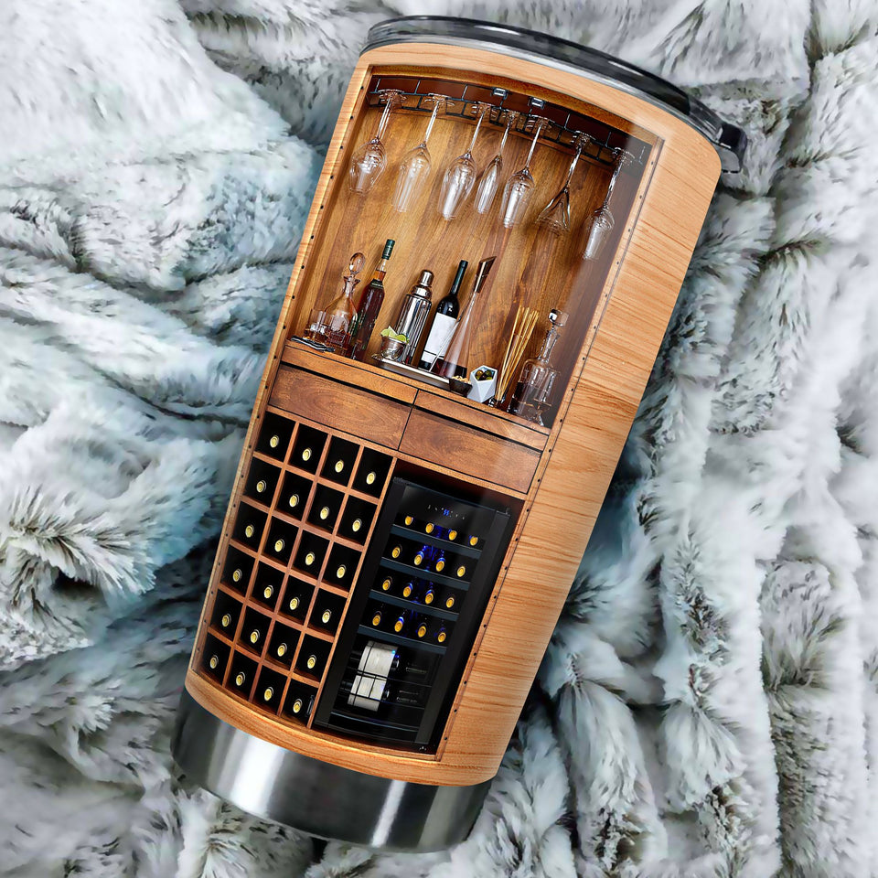 Camellia Persionalized 3D Wine Bar Might Be Water Might Be Wine Stainless Steel Tumbler - Customized Double - Walled Insulation Travel Thermal Cup With Lid Gift For Wine Lover Bartender