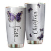 Camellia Personalized Butterfly Faith Jewelry Style Stainless Steel Tumbler - Double-Walled Insulation Vacumm Flask - For Thanksgiving, Memorial Day, Christians, Christmas Gift