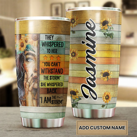 Camellia Personalized I Am The Storm Stainless Steel Tumbler-Double-Walled Insulation Travel Cup With Lid Gift For Girl