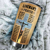 Camellia Personalized Faith Lineman's Prayer Stainless Steel Tumbler-Double-Walled Insulation Travel Cup With Lid