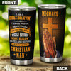 Camellia Personalized I Am Bible Believin Stainless Steel Tumbler-Double-Walled Travel Therma Cup With Lid