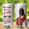 Camellia Personalized Black Women Stainless Steel Tumbler - Double-Walled Insulation Vacumm Flask - Gift For Black Queen, International Women's Day, Hippie Girls 15