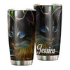 Camellia Personalized 3D Colorful Black Cat Face Stainless Steel Tumbler-Double-Walled Insulation Gift For Cat Lover Mom Cat