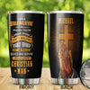 Camellia Personalized I Am Bible Believin Stainless Steel Tumbler-Double-Walled Travel Therma Cup With Lid