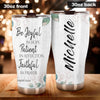 Camellia Personalized Bible Be Joyful In Hope Patient In Affliction Faithfull In Prayer Stainless Steel Tumbler - Customized Double-Walled Insulation Travel Thermal Cup With Lid Gift Fot Christian