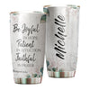 Camellia Personalized Bible Be Joyful In Hope Patient In Affliction Faithfull In Prayer Stainless Steel Tumbler - Customized Double-Walled Insulation Travel Thermal Cup With Lid Gift Fot Christian