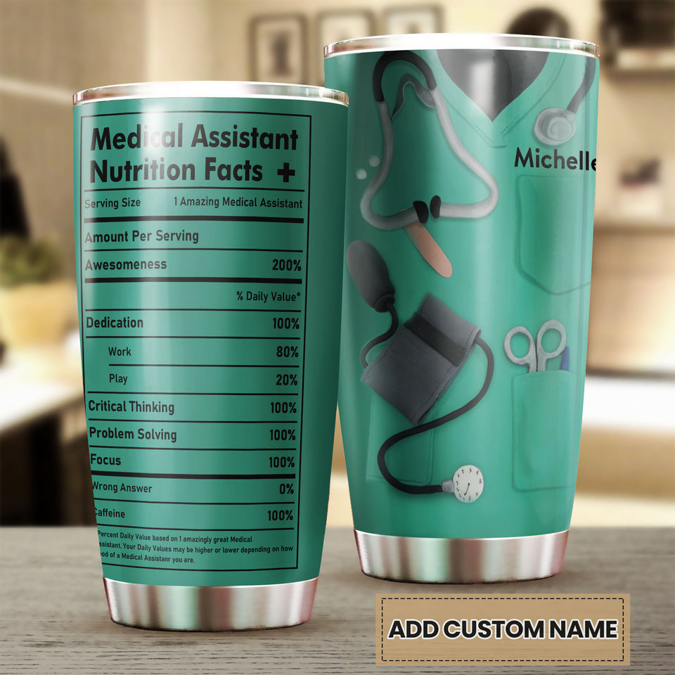 Camellia Personalized Medical Assistant Nutrition Facts Stainless Steel Tumbler-Double-Walled Insulation Gift For Doctor Nurse Patient