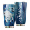 Camellia Persionalized 3D White Wolf Couple Stainless Steel Tumbler - Customized Double - Walled Insulation Travel Thermal Cup With Lid Gift For Couple Lover Husband Wife