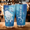 Camellia Persionalized 3D White Wolf Couple Stainless Steel Tumbler - Customized Double - Walled Insulation Travel Thermal Cup With Lid Gift For Couple Lover Husband Wife