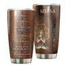 Camellia Personalized Meditation Girl Leather Style Stainless Steel Tumbler-Sweat-Proof Double Wall Travel Cup With Lid