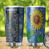 Camellia Persionalized Emergency Bible Numbers Sunflower Stainless Steel Tumbler - Customized Double - Walled Insulation Travel Thermal Cup With Lid