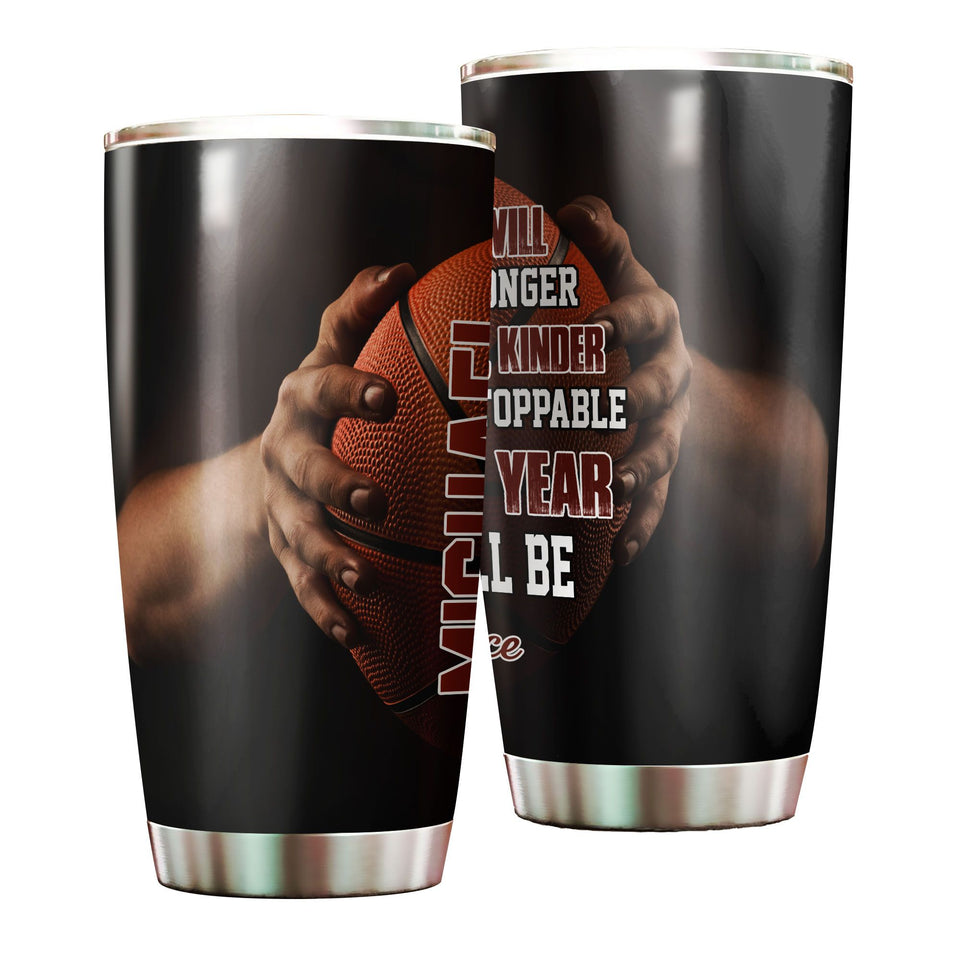 Camellia Persionalized 3D Basketball New Year Stainless Steel Tumbler - Customized Double - Walled Insulation Travel Thermal Cup With Lid Gift For Basketball Player