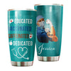 Camellia Personalized Nurse Educated Vaccinated Caffeinated Dedicated Stainless Steel Tumbler - Double-Walled Insulation Vacumm Flask - Gift For Nurse, Christmas Gift, International Nurses Day